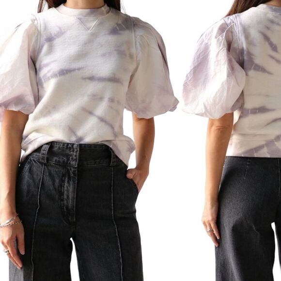 ULLA JOHNSON Size XS NWT Elliott Pullover Thistle Purple Tie Dye Sweatshirt Top - Picture 1 of 13